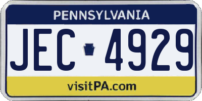 PA license plate JEC4929