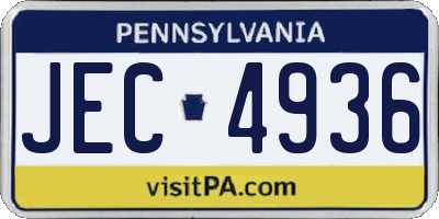 PA license plate JEC4936