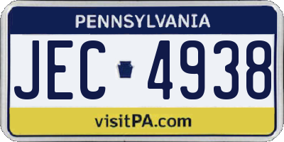 PA license plate JEC4938