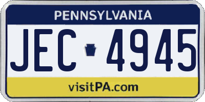 PA license plate JEC4945