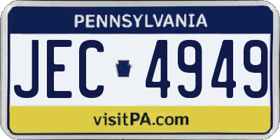PA license plate JEC4949