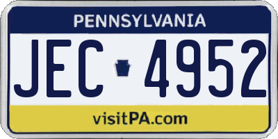 PA license plate JEC4952