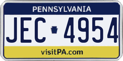 PA license plate JEC4954