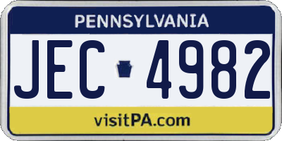 PA license plate JEC4982