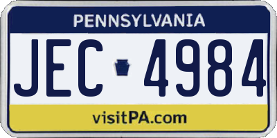 PA license plate JEC4984