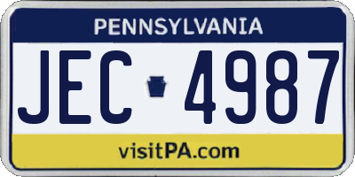 PA license plate JEC4987