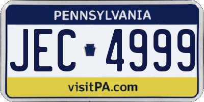 PA license plate JEC4999