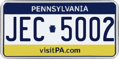 PA license plate JEC5002