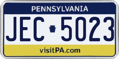 PA license plate JEC5023