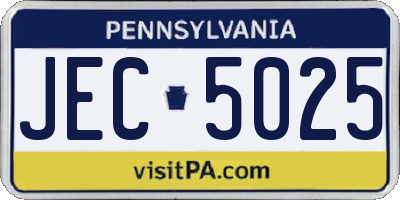 PA license plate JEC5025