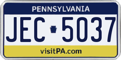 PA license plate JEC5037