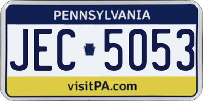 PA license plate JEC5053