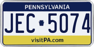 PA license plate JEC5074