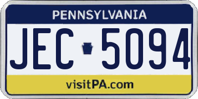 PA license plate JEC5094