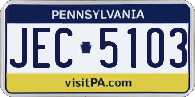 PA license plate JEC5103