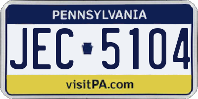 PA license plate JEC5104