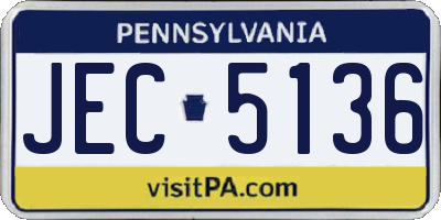 PA license plate JEC5136