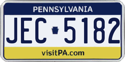 PA license plate JEC5182
