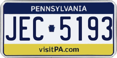 PA license plate JEC5193