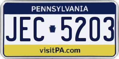 PA license plate JEC5203