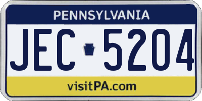 PA license plate JEC5204