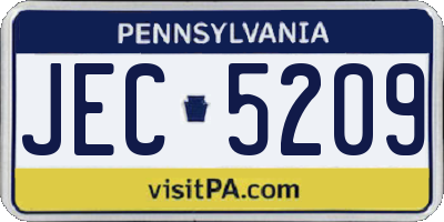 PA license plate JEC5209