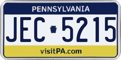 PA license plate JEC5215