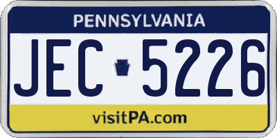 PA license plate JEC5226