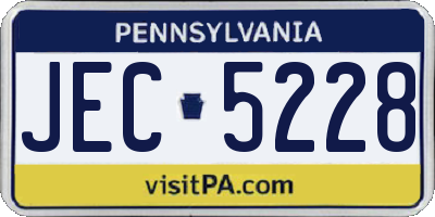 PA license plate JEC5228