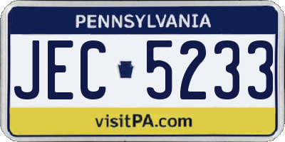 PA license plate JEC5233