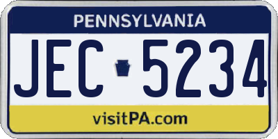 PA license plate JEC5234