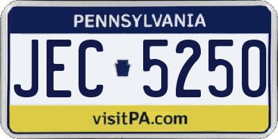 PA license plate JEC5250
