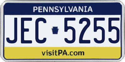 PA license plate JEC5255