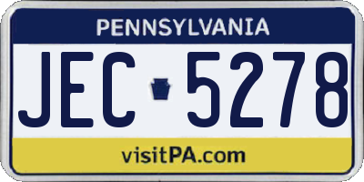 PA license plate JEC5278