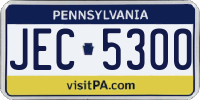PA license plate JEC5300