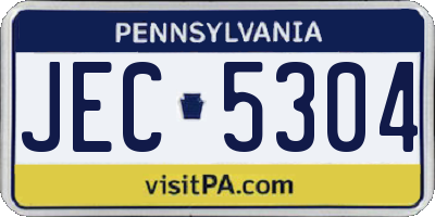 PA license plate JEC5304