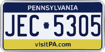 PA license plate JEC5305