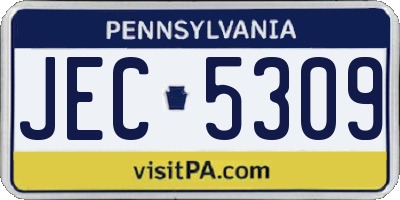 PA license plate JEC5309