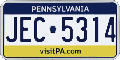 PA license plate JEC5314