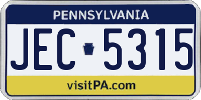 PA license plate JEC5315
