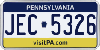 PA license plate JEC5326
