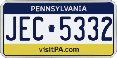 PA license plate JEC5332