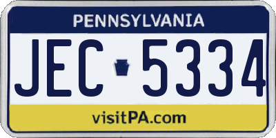 PA license plate JEC5334