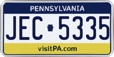PA license plate JEC5335