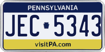 PA license plate JEC5343