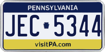 PA license plate JEC5344