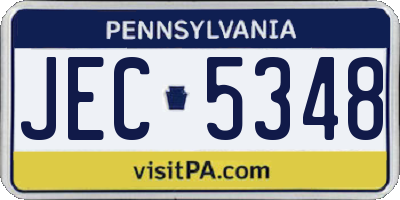 PA license plate JEC5348