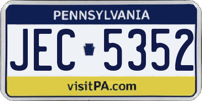 PA license plate JEC5352