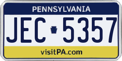 PA license plate JEC5357