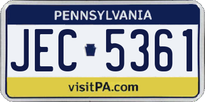 PA license plate JEC5361